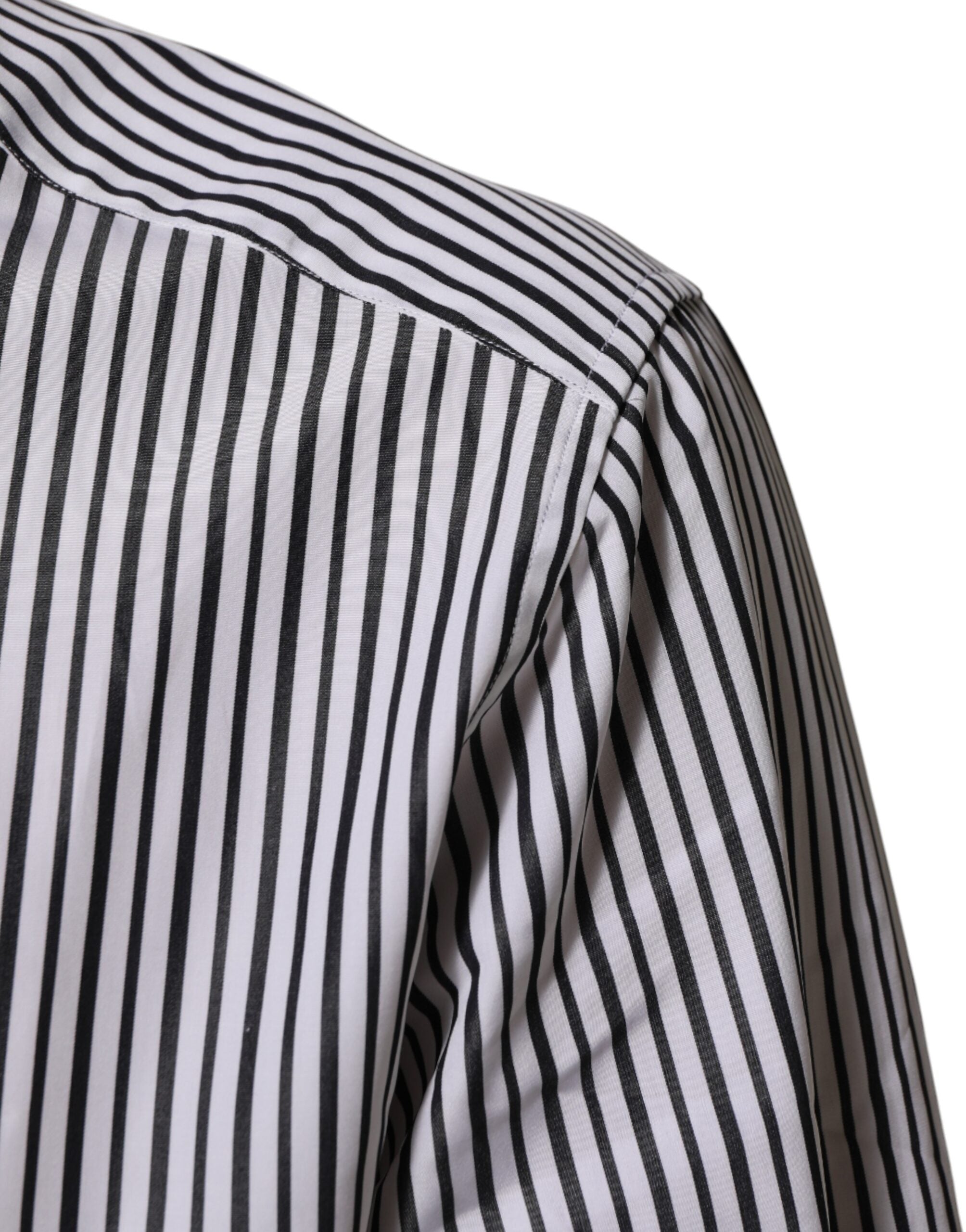 Dolce & Gabbana Black White Stripes Men GOLD Dress Shirt