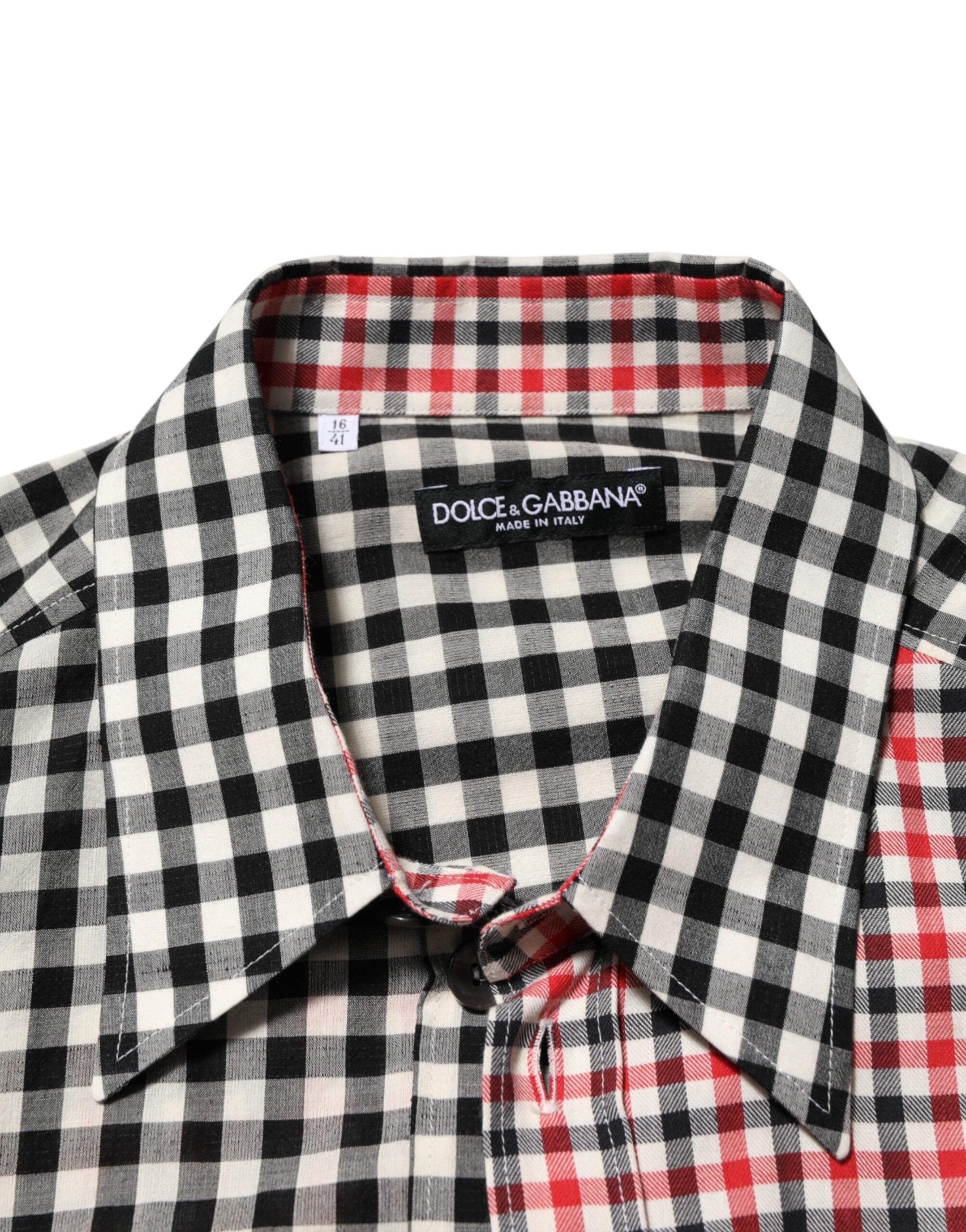 Dolce & Gabbana Multicolor Cotton Collared Checkered Shirt