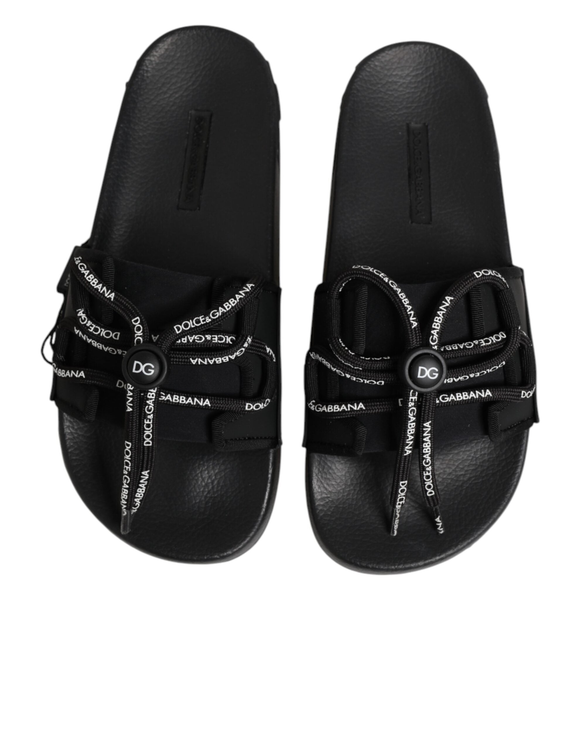 Dolce & Gabbana Black logo print Slides Beachwear Shoes