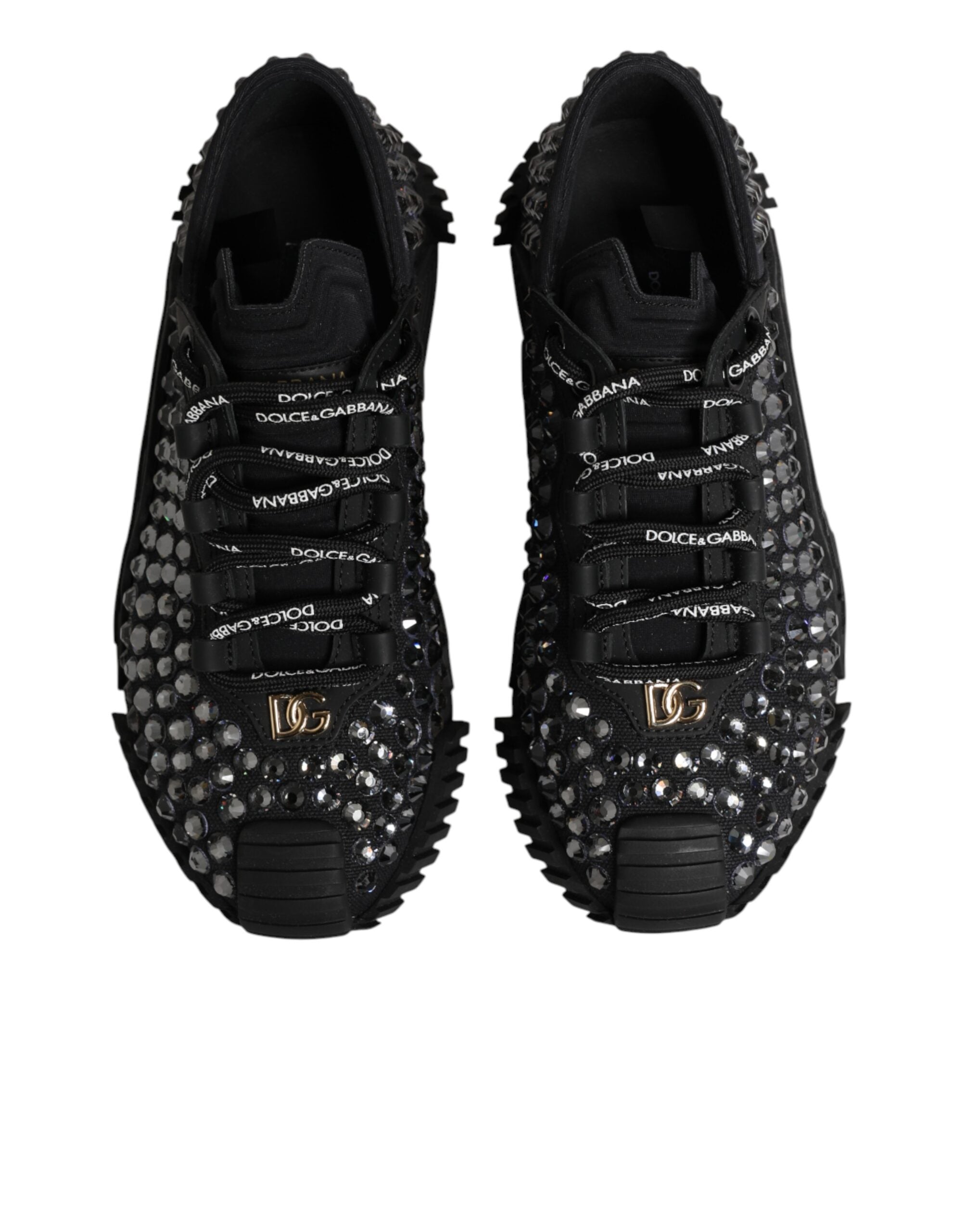 Dolce & Gabbana Shoes Black Embellished Low Top NS1 Sneakers Shoes