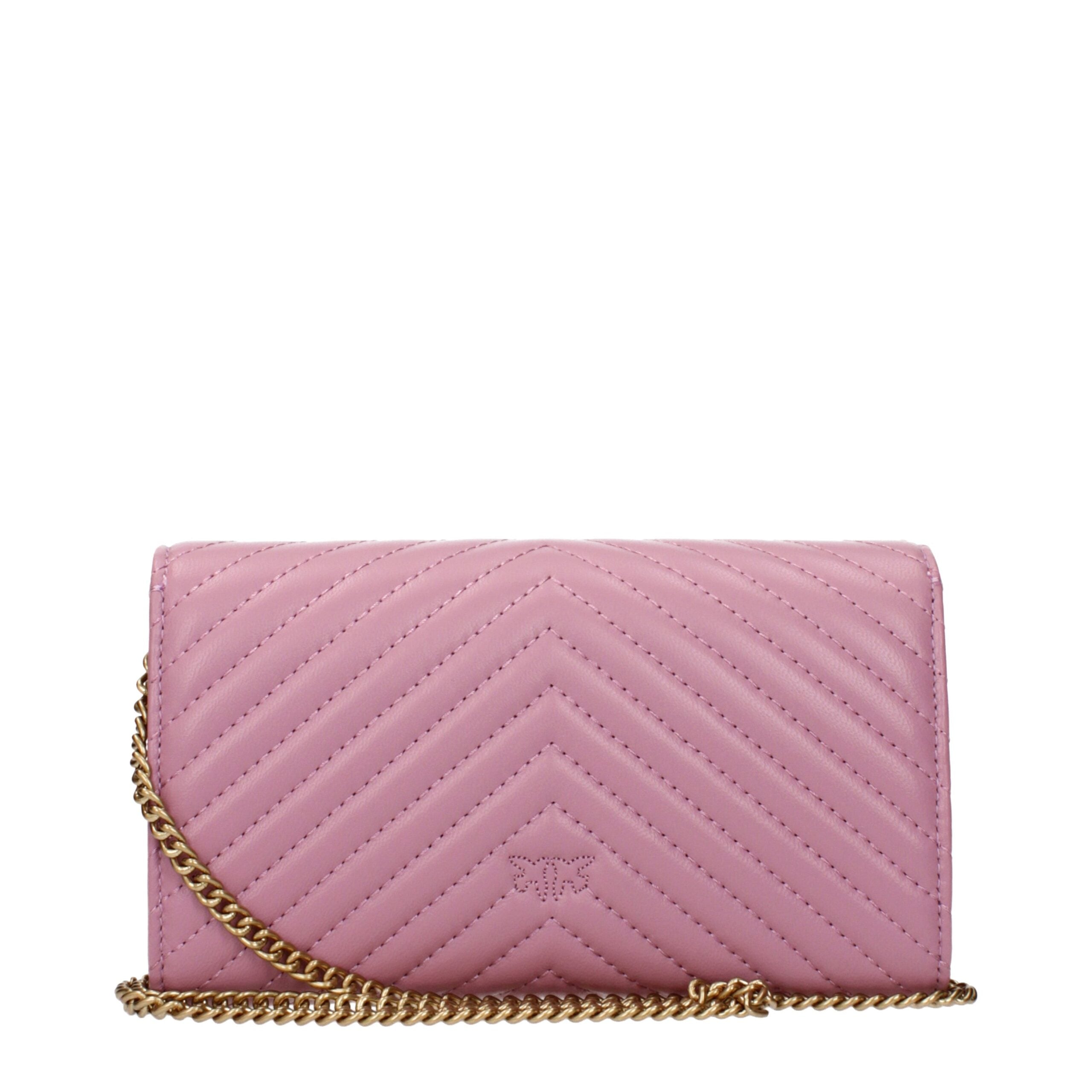 PINKO Pink Leather Clutch Bag