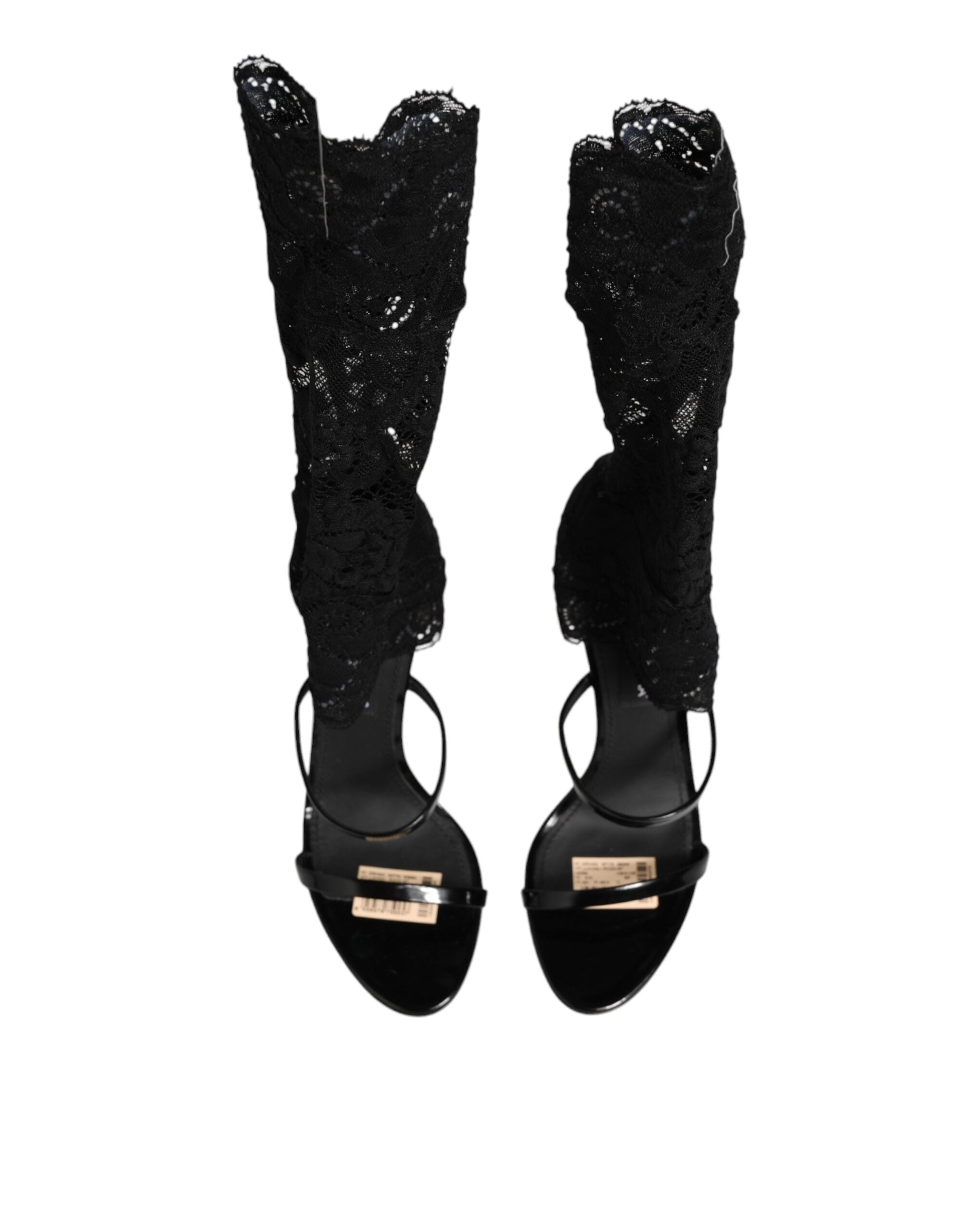 Dolce & Gabbana Black Floral Lace Heels SANDALS Shoes