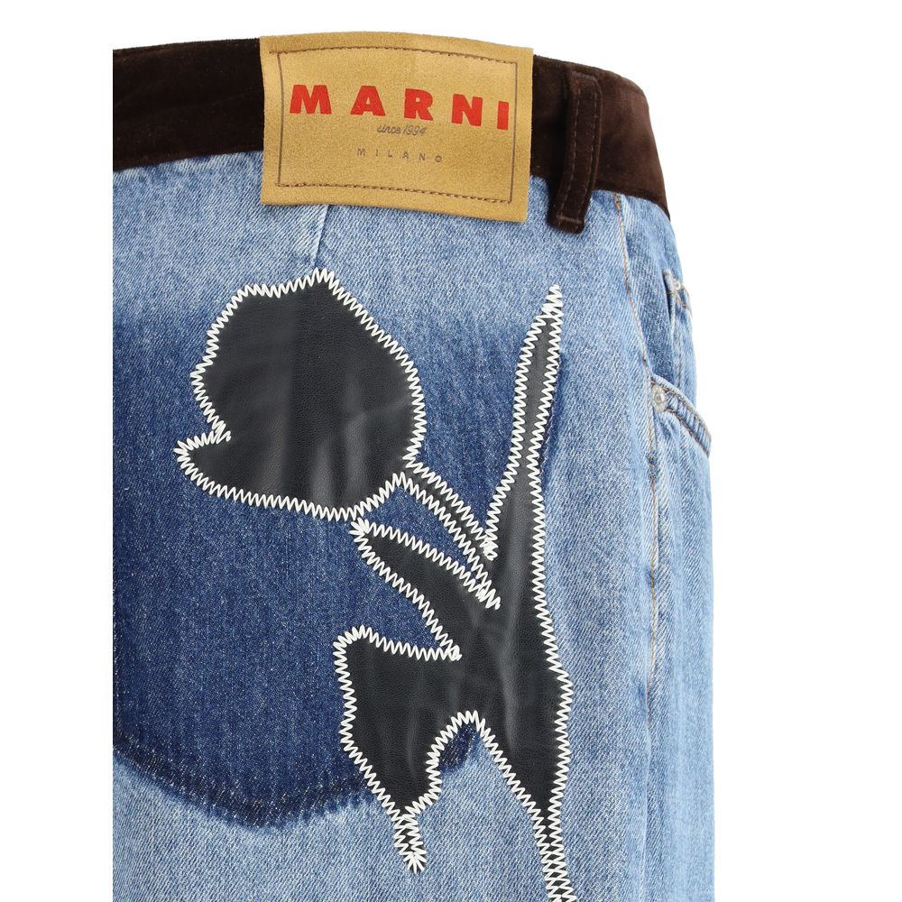 Marni Light Blue Cotton High-Waisted Jean