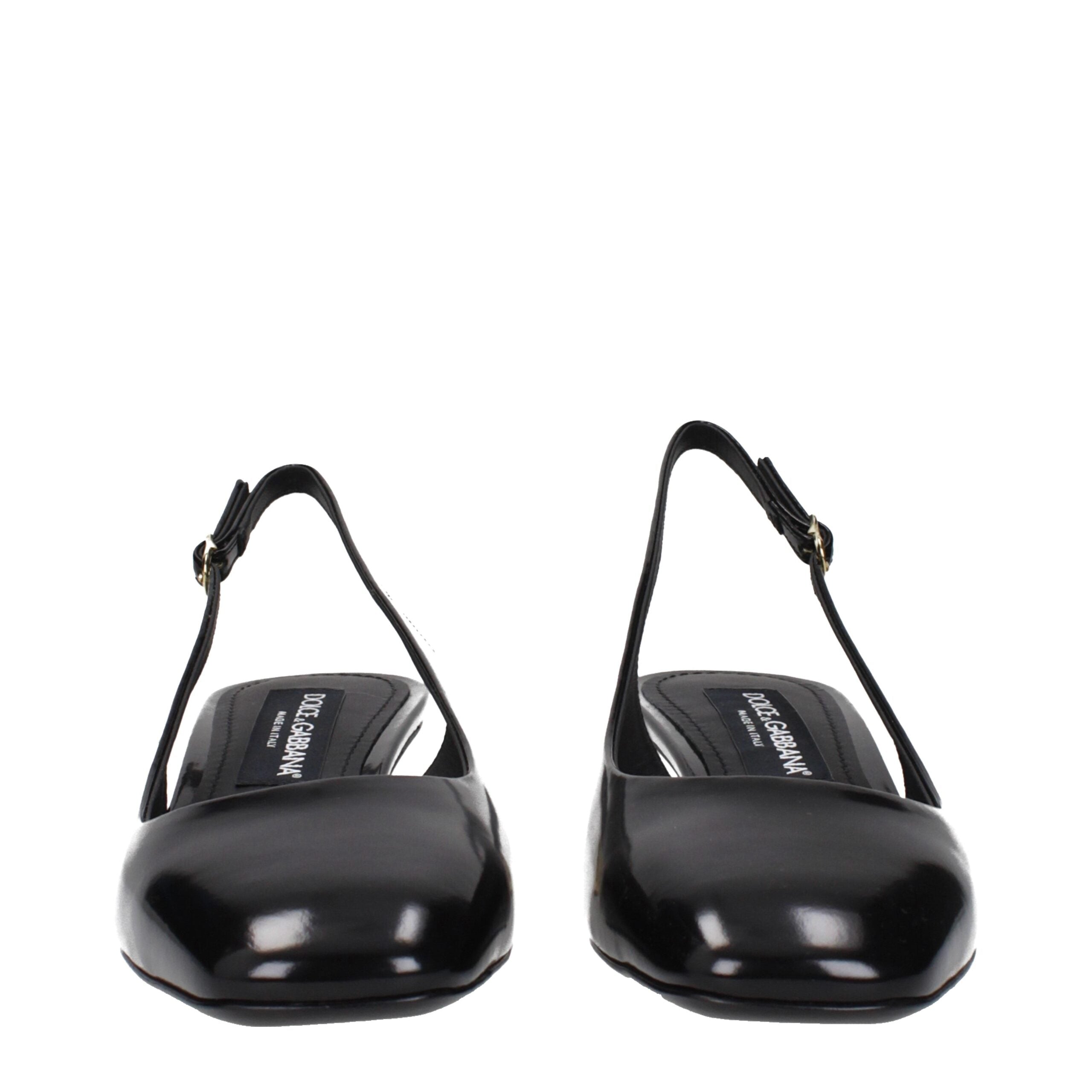 Dolce & Gabbana Black Leather Mid Heel Pumps