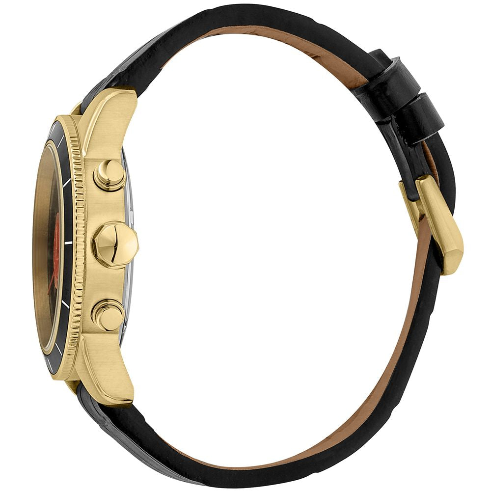Just Cavalli Black Leather Dress Watch