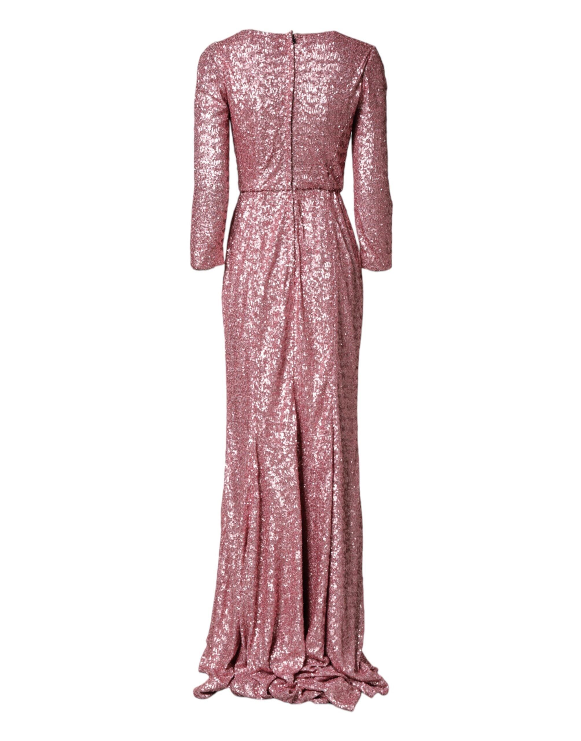 Dolce & Gabbana Pink Sequinned Mermaid Long Gown Dress