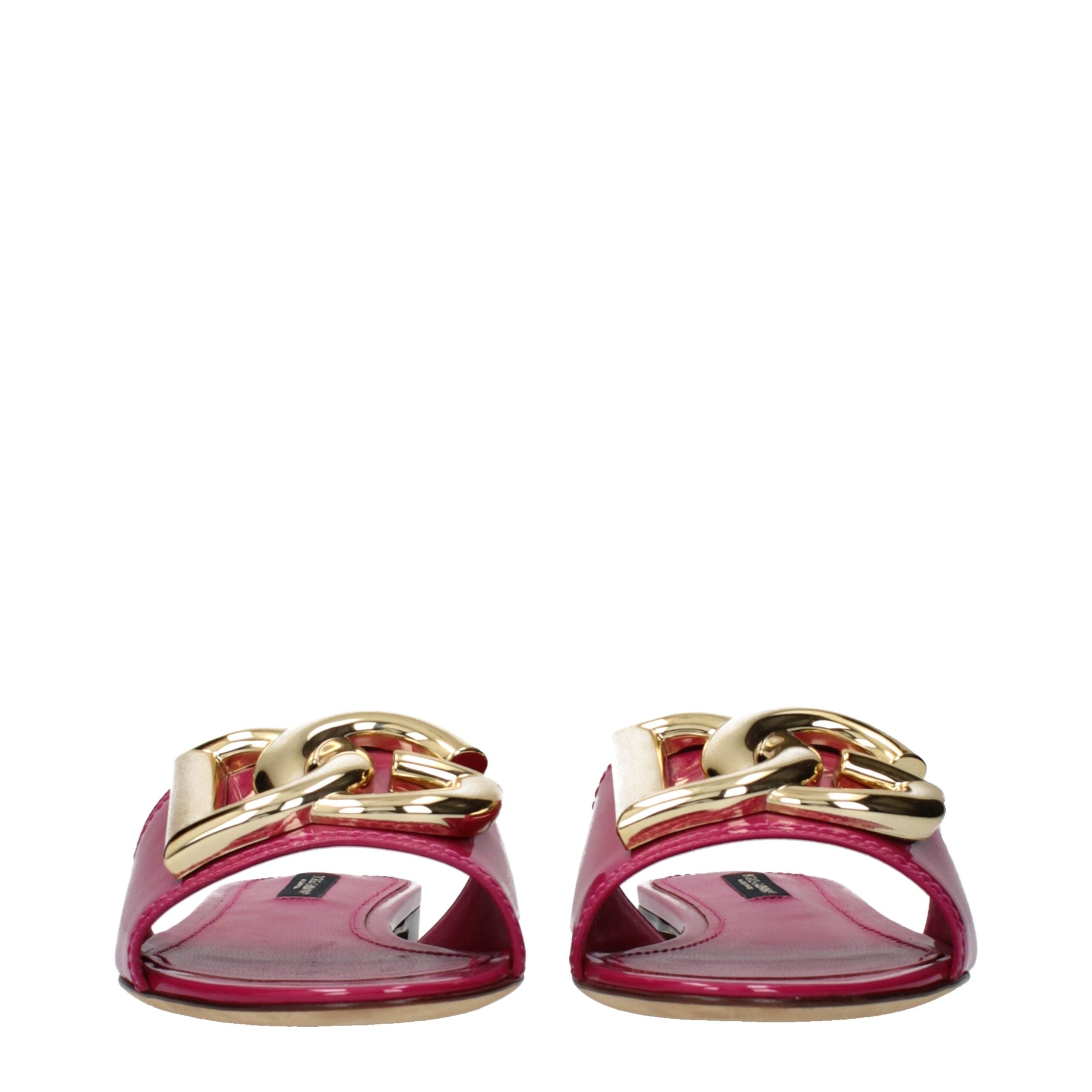 Dolce & Gabbana Pink Leather Slippers
