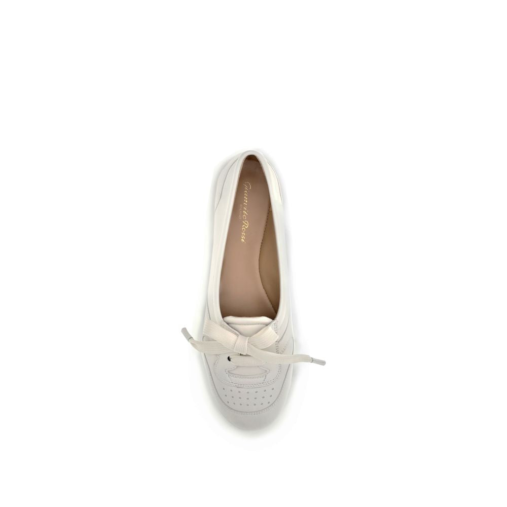 Gianvito Rossi White Calf Leather Bos Taurus Ballet Flats