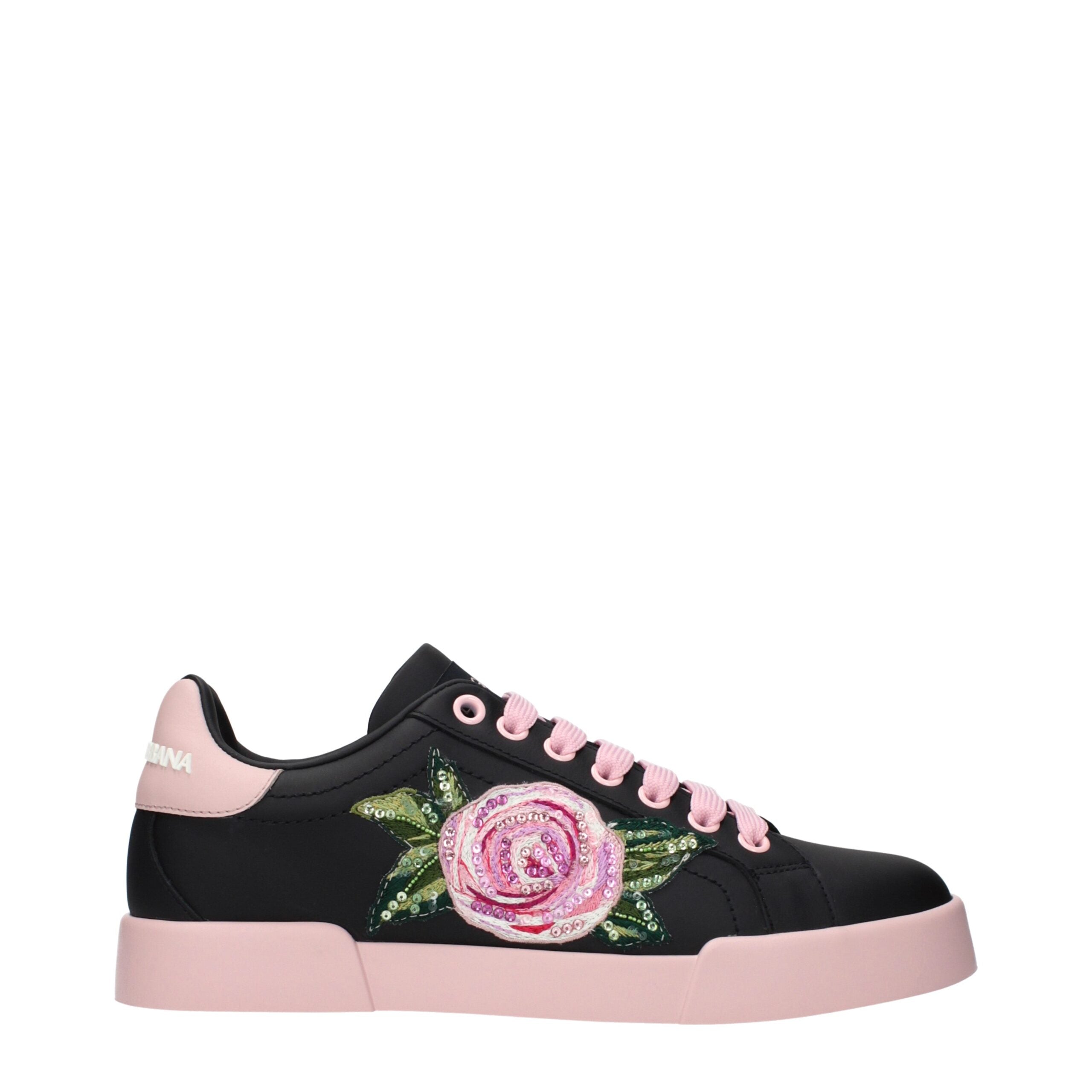 Dolce & Gabbana Black Leather Sneakers