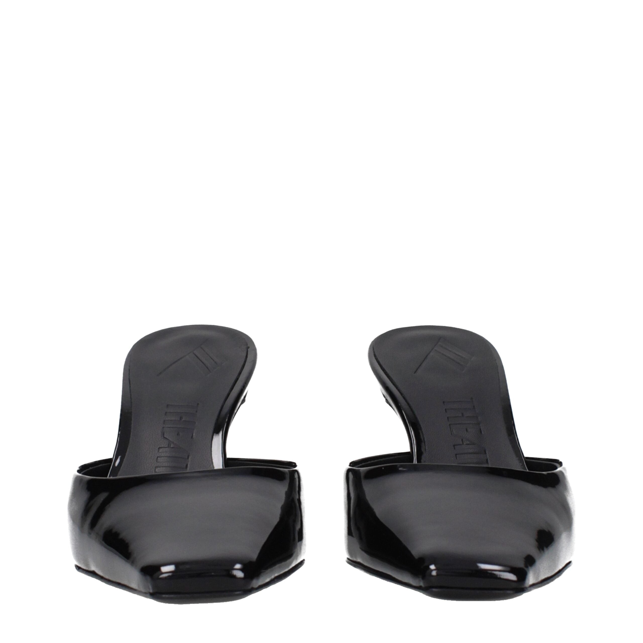 The Attico Black Leather Sandals