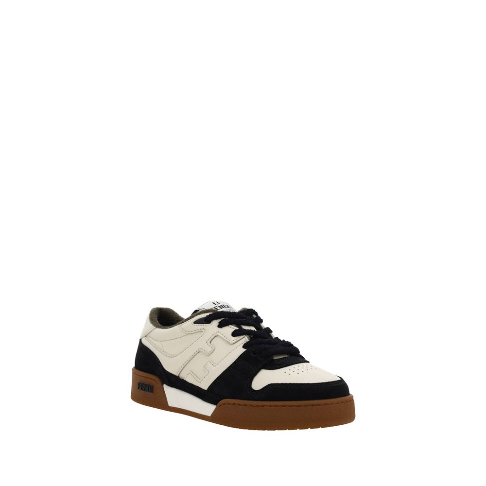 Fendi Black Calf Leather Bos Taurus Low Top Sneakers