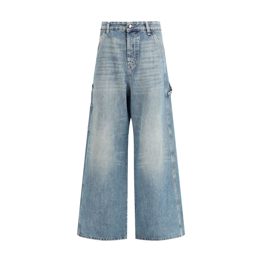 Diesel Blue Cotton Relaxed Fit Jeans