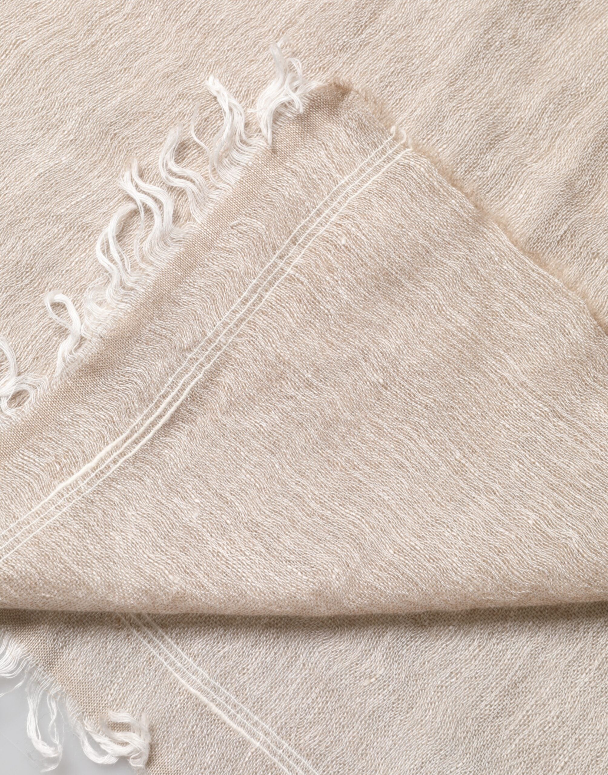 Dolce & Gabbana Beige Linen Neck Wrap Men Shawl Fringe Scarf