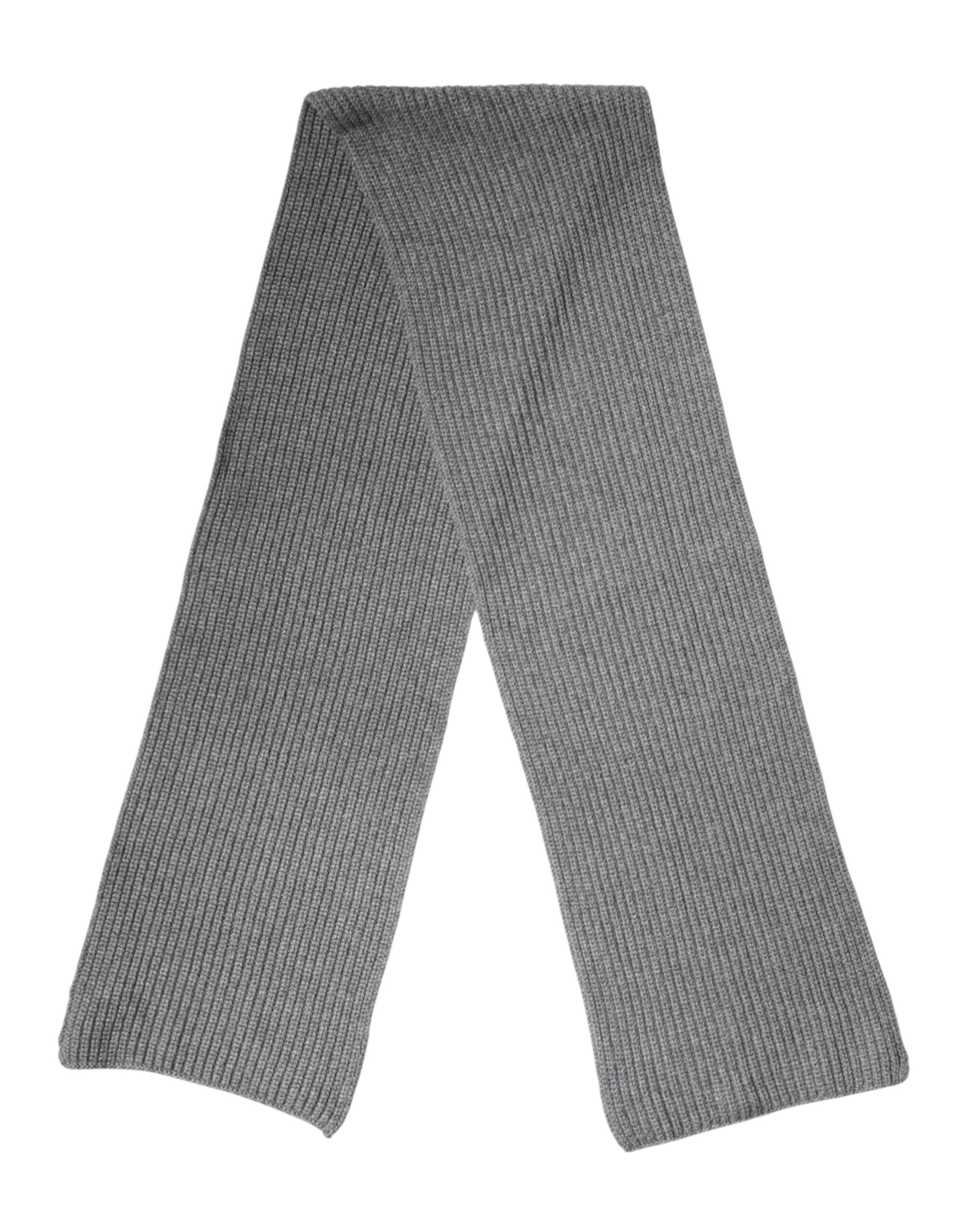 Dolce & Gabbana Gray Cashmere Knit Neck Wrap Shawl Scarf