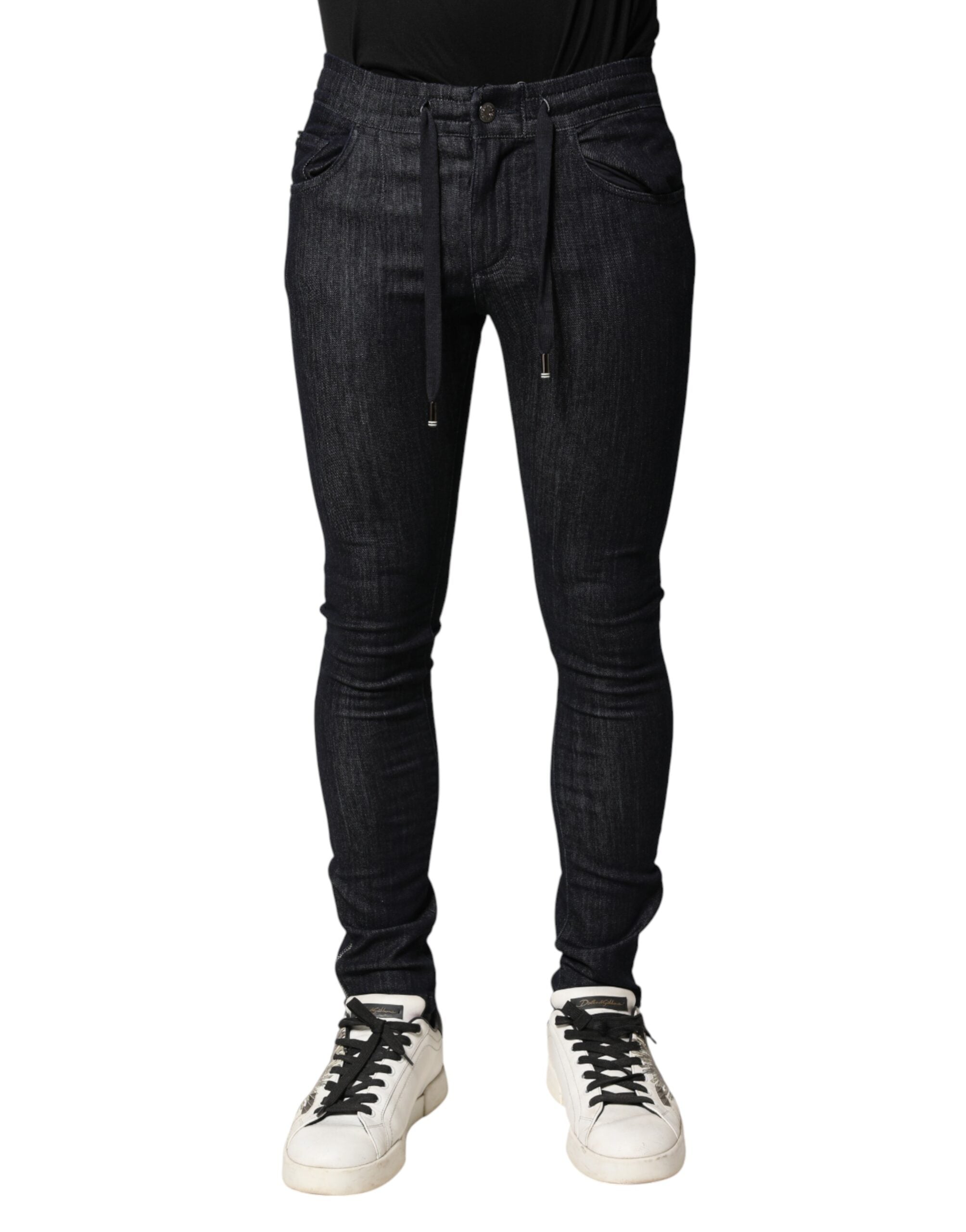 Dolce & Gabbana Black Cotton Stretch Skinny Denim Men Jeans