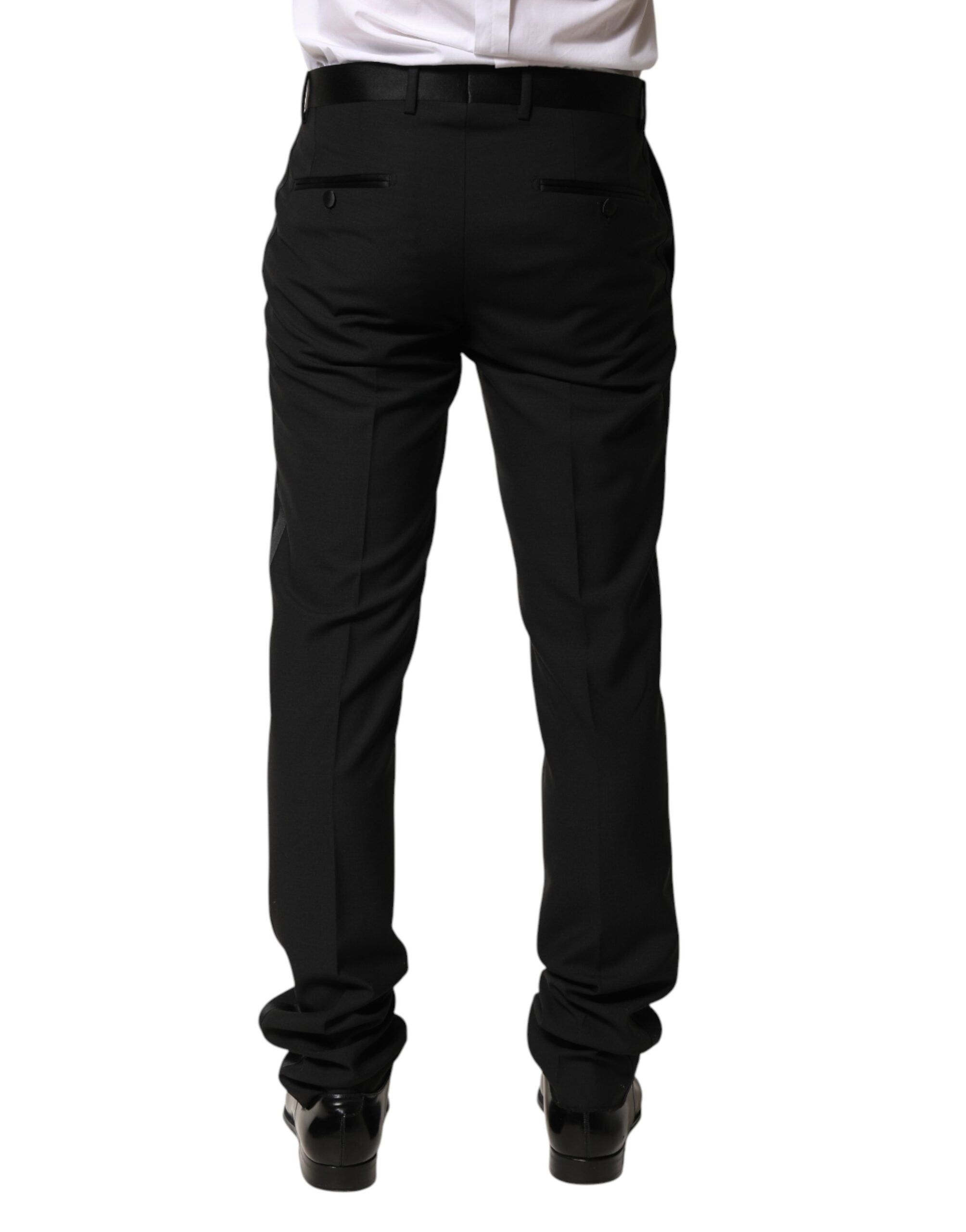 Dolce & Gabbana Black Wool Mid Waist Men Dress Trousers Pants
