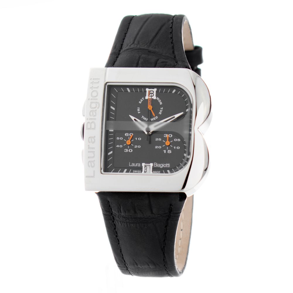 Laura Biagiotti Black Leather Dress Watch