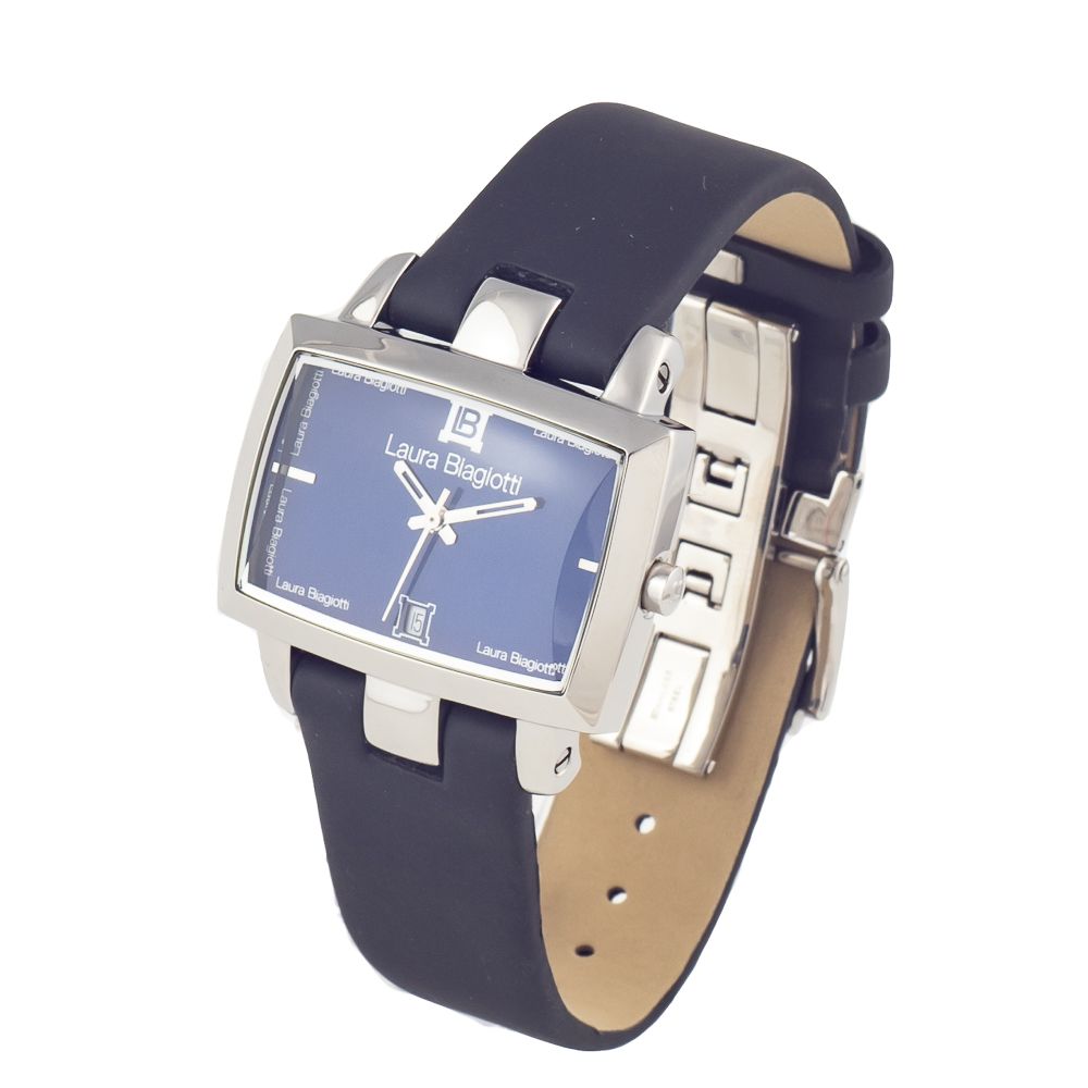 Laura Biagiotti Black Leather Dress Watch