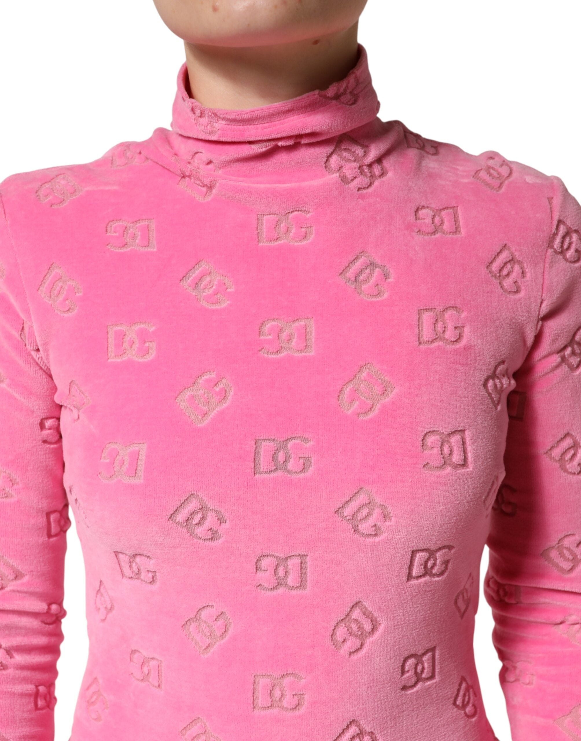 Dolce & Gabbana Pink Logo Monogram Long Sleeve Jumpsuit  Dress