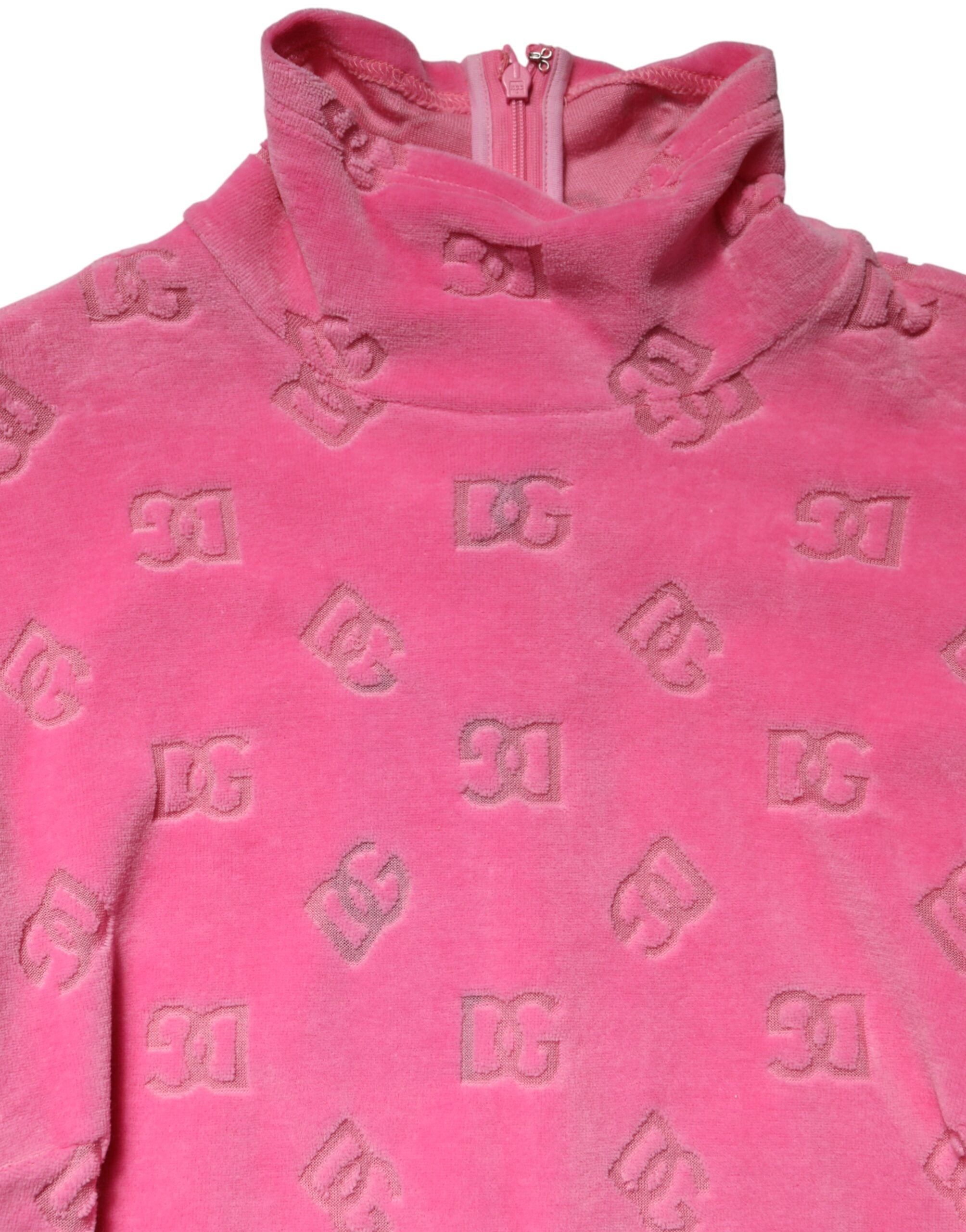 Dolce & Gabbana Pink Logo Monogram Long Sleeve Jumpsuit  Dress