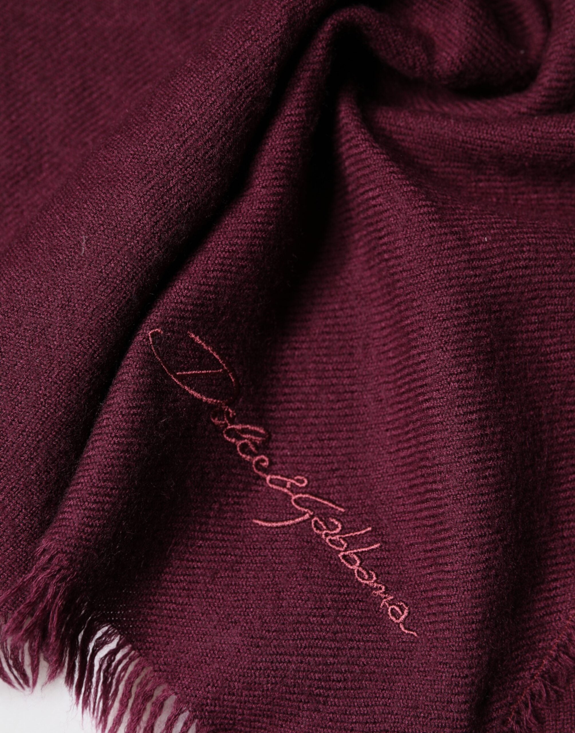 Dolce & Gabbana Maroon Cashmere Fringes Neck Wrap Shawl Scarf