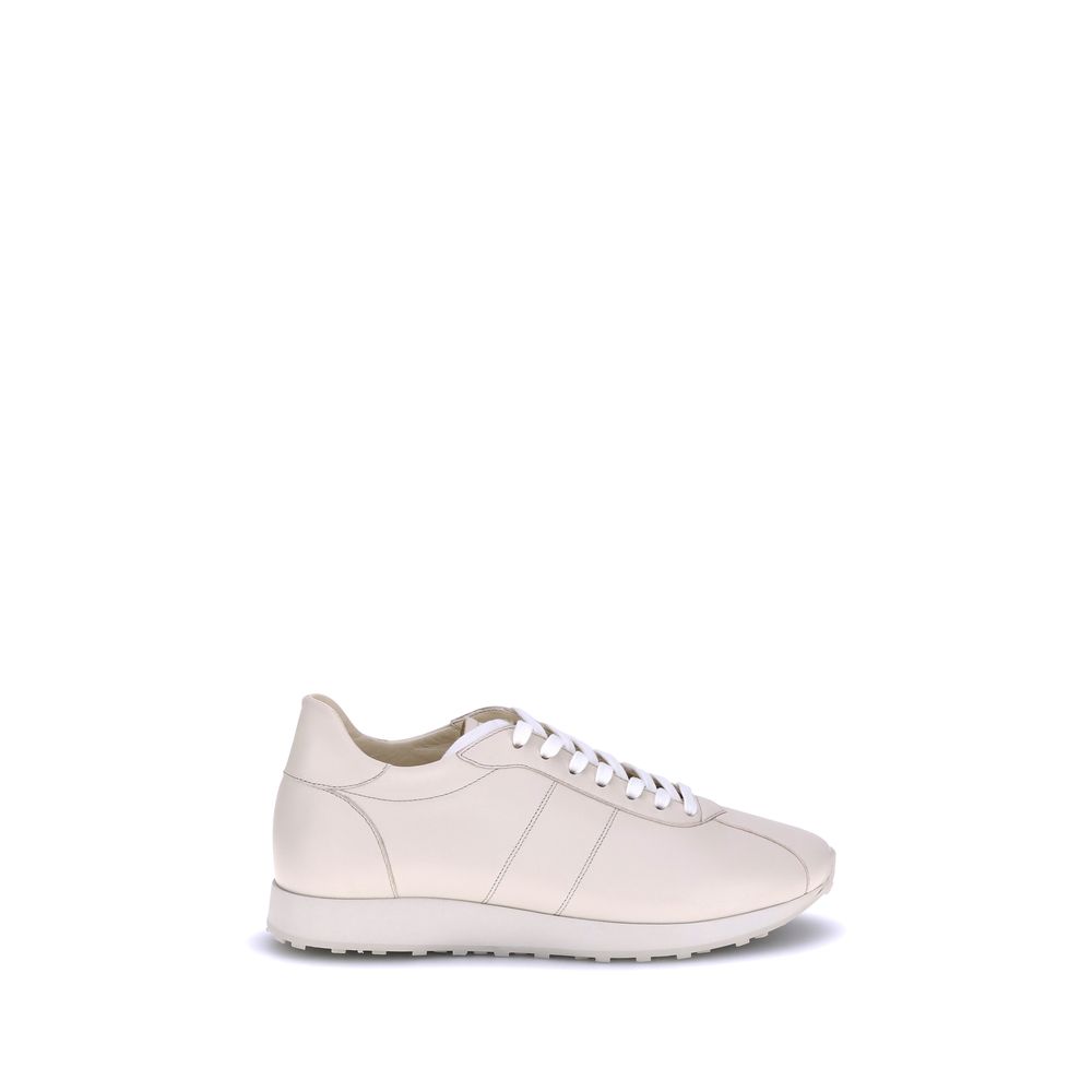 The Row Cream Calf Leather Bos Taurus Low Top Sneakers