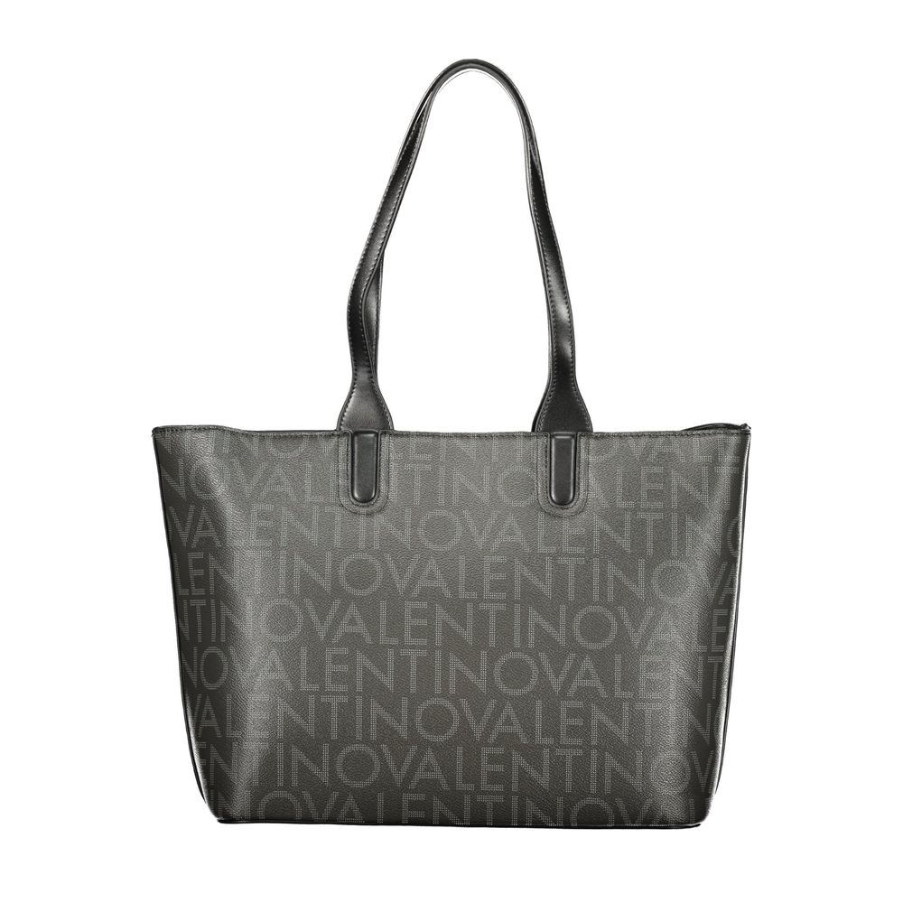 Mario Valentino "Black Polyurethane Women Handbag with Internal Pockets"